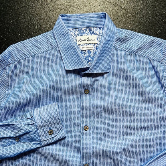 ROBERT GRAHAM Button Front Shirt Men's 46 / 18 Cotton Long Sleeve - Picture 1 of 7
